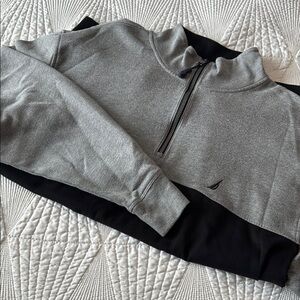 Nautica Gray and Black Half-Zip Sweatshirt
